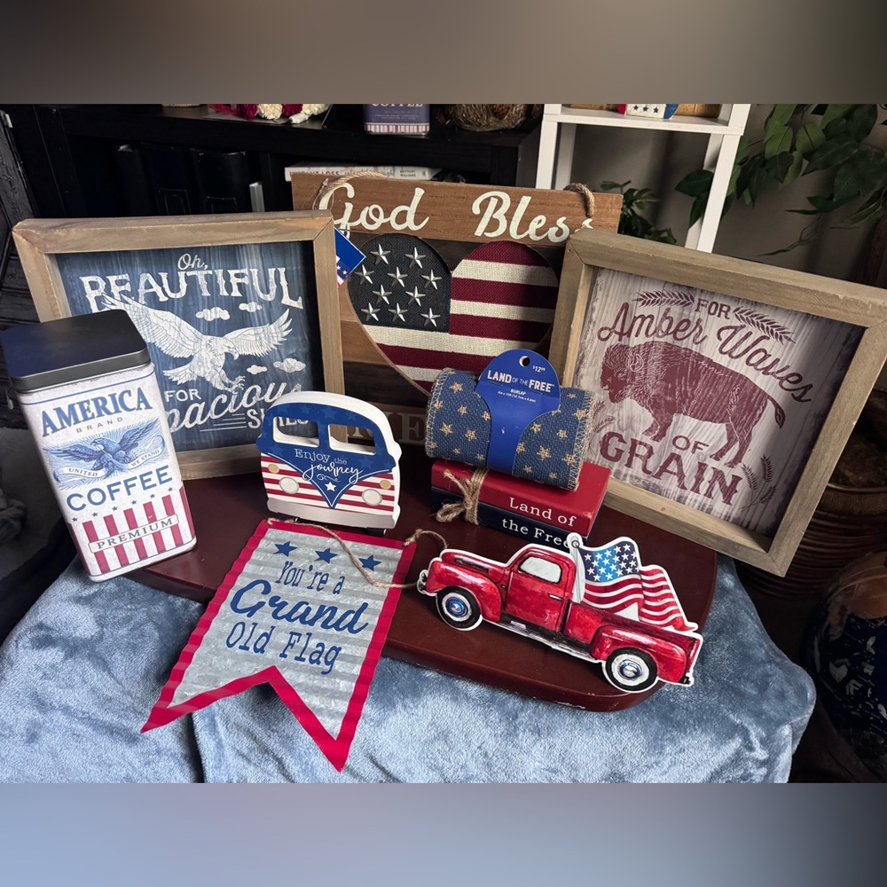 Patriotic Red Truck Decorative Figurine - Home Accents